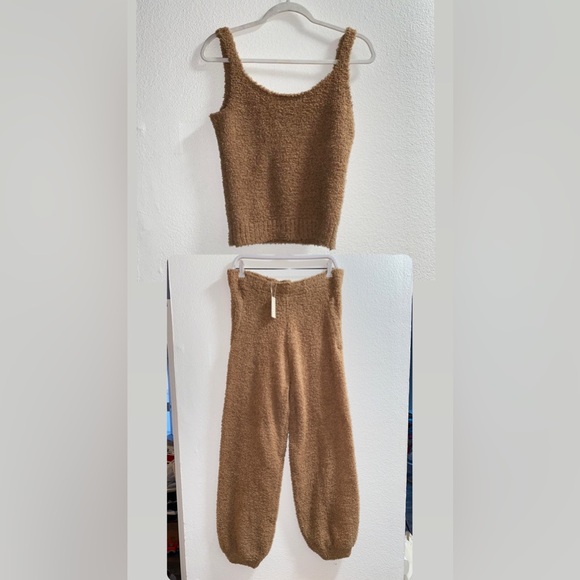 Cozy Brown Knit Pants & Top Set - Picture 1 of 7